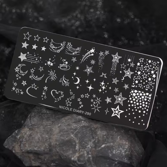Nail Art Stamping Plate w Moon/Star Designs- NEW - Picture 3 of 3